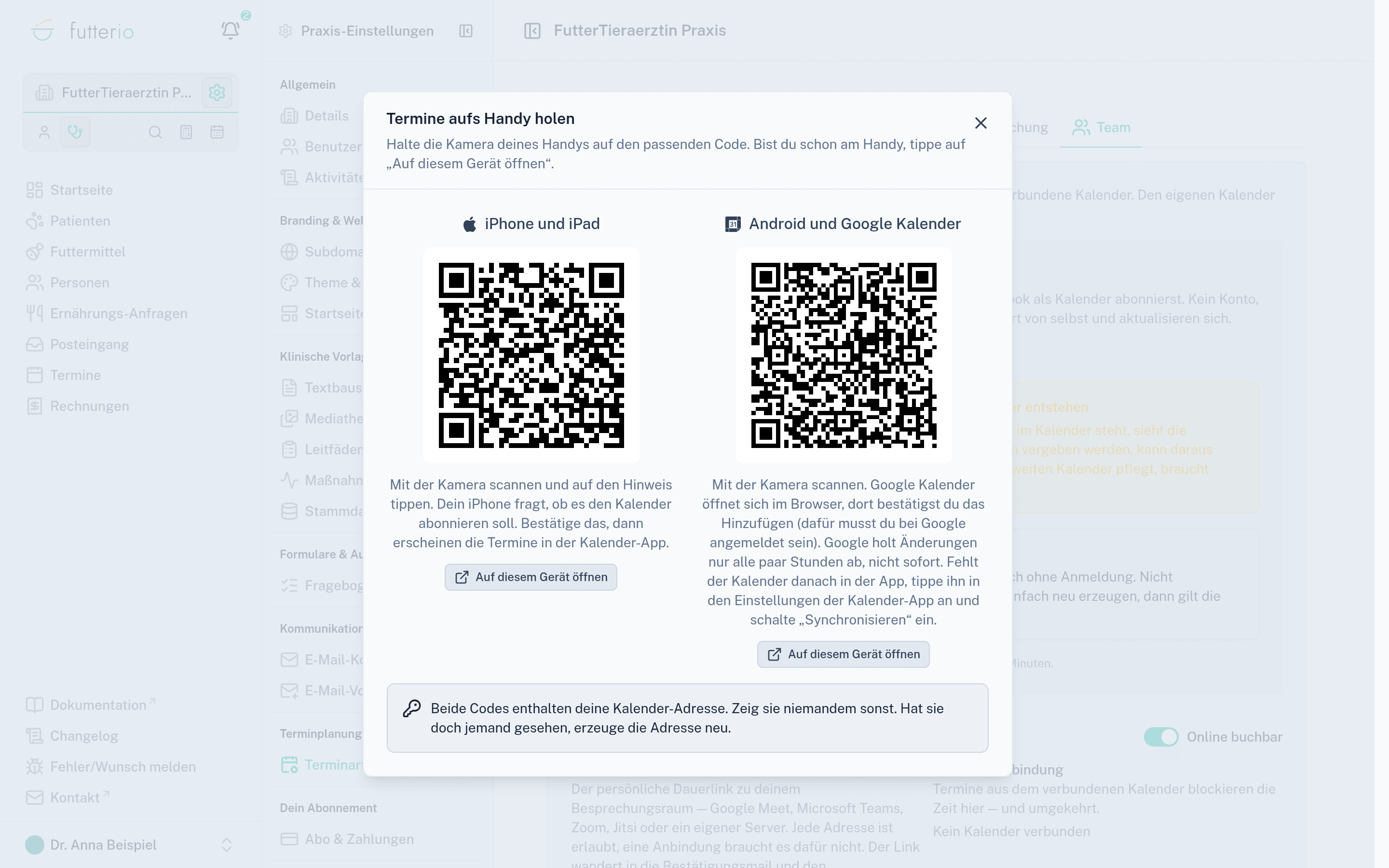 Termine per QR-Code aufs Handy